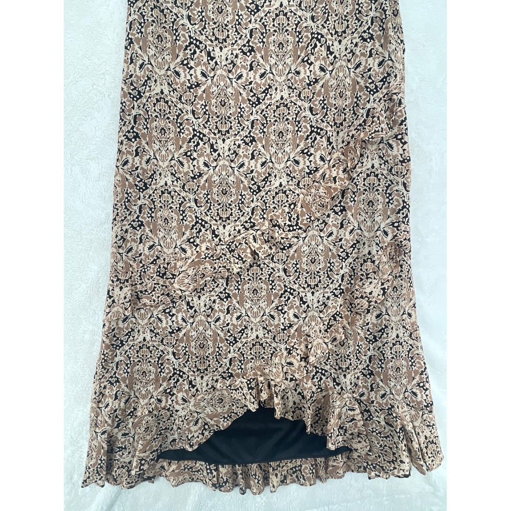 VTG Harolds Skirt Tan Black Damask Cotton Silk Ruffle Tiered Midi  Sz 10 Classic - Picture 9 of 9